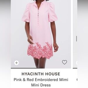 Hyacinth House Pink Mini Dress with Red Embroidery